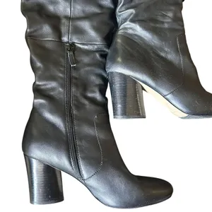 TAHARI Felix Leather Heeled Boots‎ Black Sz 11 thumbnail 2