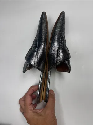 Marni Silver Metallic Leather Pointed Toe slip-on Mules S-587 Sz 6 thumbnail 6