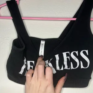 Blackheart Black Reckless Crop Top Bra Vintage Goth Bra Top Y2K Rave Wear thumbnail 2