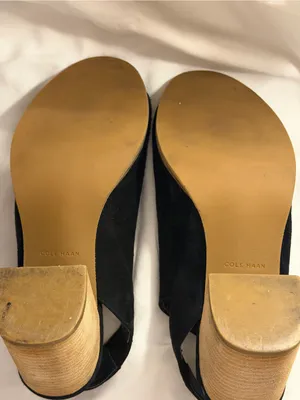 Cole Haan Black Suede Slingback Block Heel thumbnail 5