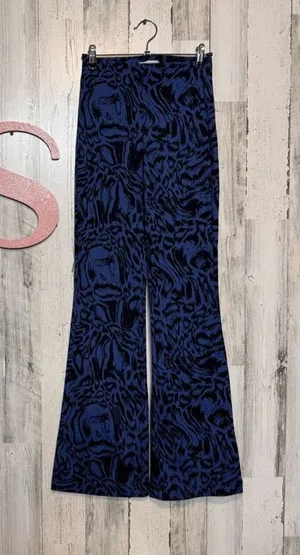 Urban Outfitters Bryn Pull On Flare Pants Blue And Black Swirl Print size XS thumbnail 1
