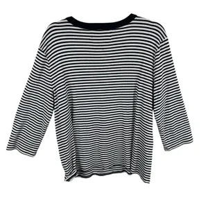 Ralph Lauren Lauren LRL Black White Striped 3/4 Sleeve 1/2 Snap Henley Size‎ 2X thumbnail 2