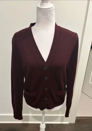 New with Tags JCrew Merino Wool Burgundy Cardigan Sz M thumbnail 1