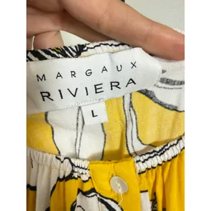 Margaux Riviera Yellow Floral Off Shoulder Button Front Mini Dress Large thumbnail 2