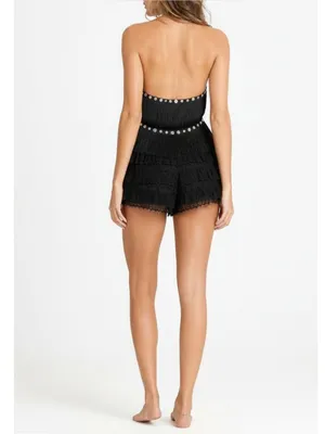 JADED LONDON Asha Fringed Button Crossover Top, Black, XS thumbnail 3