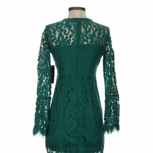 Lulus Enrapturing Elegance Green Lace Long Sleeve Midi Dress Bell Sleeve XS thumbnail 10