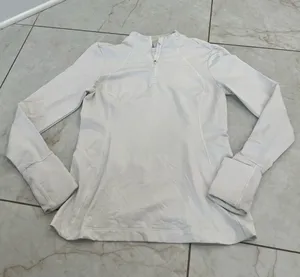 Athleta White Quarter Zip Workout Top Size Small thumbnail 1