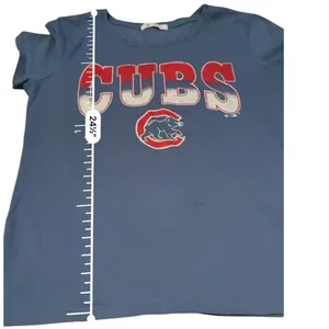 47 Brand Chicago Cubs T Shirt Womens M Blue‎ Distressed Logo MLB Graphic Tee thumbnail 7