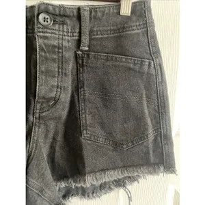 We The Free Curvy High Rise Denim Shorts Size 25 Black‎ Frayed Raw Hem Cotton thumbnail 3