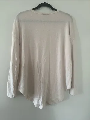 Quince Pink Lightweight Crewneck Sweater Medium Balletcore Capsule Wardrobe Cozy thumbnail 5