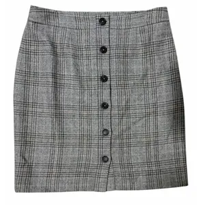 Brooks Brothers‎ 346 Gray Plaid Skirt Front Button Women's Size 6 thumbnail 1