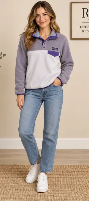 Patagonia Women Synchilla Snap-T Fleece Pullover Purple Grey Small 25455 thumbnail 1