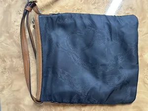 Ralph Lauren RLL Black Equestrian Jacquard Crossbody Bag Brown Leather Trim thumbnail 3