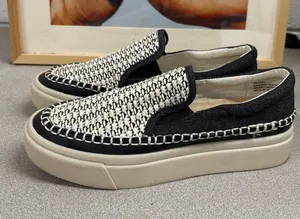 7 Dolce Vita Saydi Slip on tweed sneaker shoe black white multi woven thumbnail 1