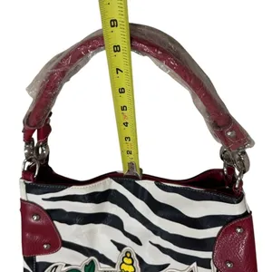 NEW Unbranded Faux Leather Zebra Print and Red‎ Big Patch Medium Hand Bag thumbnail 10