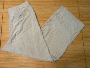 Gap Womens Linen Blend Pull On Wide Leg Pants Oatmeal Size Large thumbnail 1