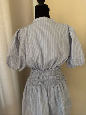 Sundays Cabo Dress Coastal Stripe Mini Dress Blue Stripe NWT thumbnail 7