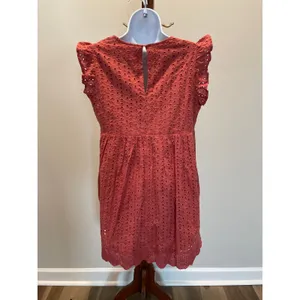 Vestique Eyelet Embroidered Skort Dress Size M Terracotta V‑Neck Flutter Sleeves thumbnail 2