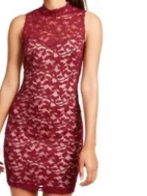 love, Fire Burgundy Sleeveless Lace Bodycon Mini Dress thumbnail 2