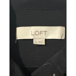 LOFT Black Button Down Collared Shirt Long Sleeve Women's Size Small V-Neck‎ thumbnail 3
