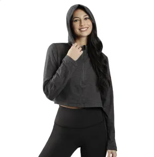 90 Degrees by Reflex NWT XXL Half Zip Pullover Charcoal Crop Hoodie Women’s Athletic thumbnail 7