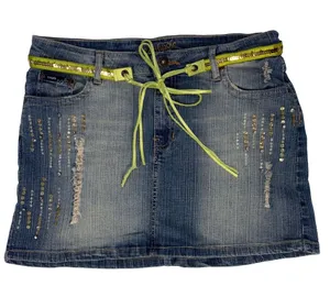 Vintage Y2K Southpole Jeans Sequin Distressed Denim Mini Skirt Size 13 thumbnail 1