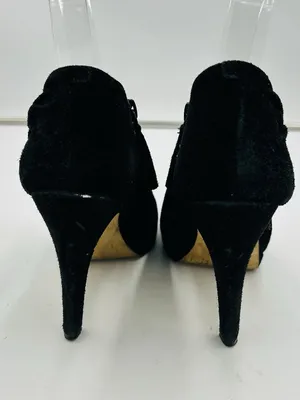 Nine West Evenly Black Suede 4" Heel Open Toe Silver Ball Details Sz 6.5M thumbnail 7