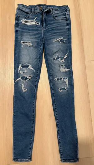 American Eagle distressed Jeans Hi Rise Jegging Women's size 6 X-Long thumbnail 1