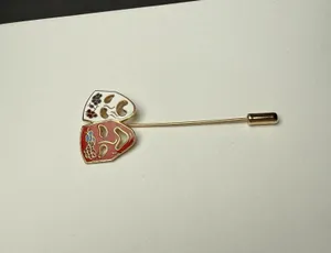Comedy Tragedy Drama Mask Lapel Stick Pin Gold Tone Enamel White Red thumbnail 1