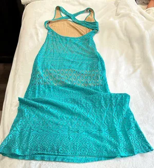 Bebe Turquoise Backless Lace Dress thumbnail 5