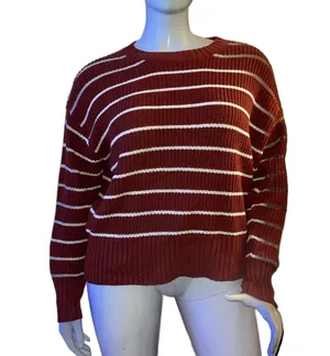 a.n.a Crew Neck Striped Pullover Sweater thumbnail 1