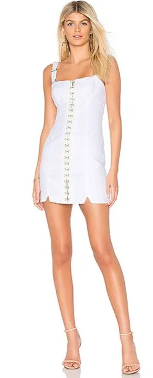 For Love & Lemons Monica White Hook Sleeveless Cami Tank Bodycon Mini Dress XS thumbnail 1