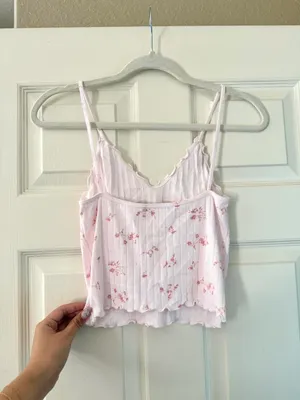 Brandy Melville Pink Floral Pointelle Nicolette Tank thumbnail 4
