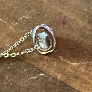 Silver tone pave triangle pendant necklace thumbnail 3