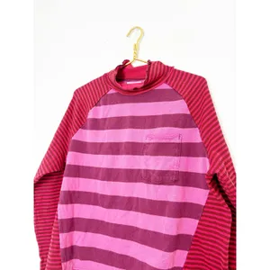Free People We The Free Punk Playful Tee Size Medium Pink Red Stripes Emo thumbnail 8
