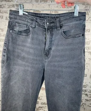 American Eagle | women black denim mom jean thumbnail 1