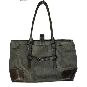 Tumi Villa‎ Viverone Gray & Brown Leather Trimmed Business Tote thumbnail 2
