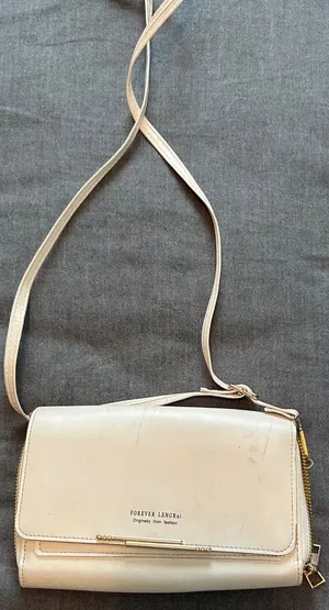 Forever LengRui Cream White Crossbody Wallet Bag Rhinestone Accents Organizer thumbnail 1