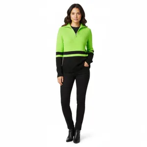Ralph Lauren Green & Black Quarter Zip Long Sleeve Color block Neon Sweater L thumbnail 6