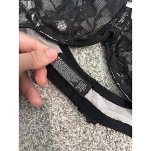 Victoria's‎ Secret Body by Victoria Black Floral Lace Unlined Demi Bra 36D thumbnail 6