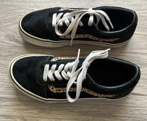 Cheetah Print Stripe Black and White Vans Size 5 thumbnail 3