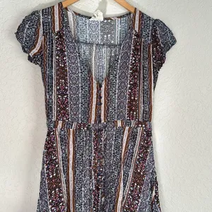 Jaase Midi Dress Button Up Purple Brown Fall Fairy Romantic Boho Prairie Peasant thumbnail 2