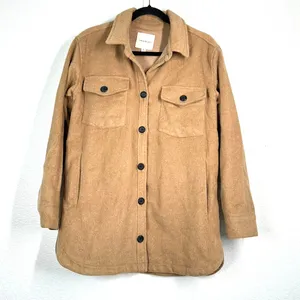 S Thread & Supply Women's Camel Shirt Jacket Shacket Tan Outerwear Thick thumbnail 2