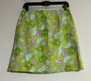 Vintage Lilly Pulitzer White Label Green Citrus Floral Print Mini Skirt Preppy thumbnail 1