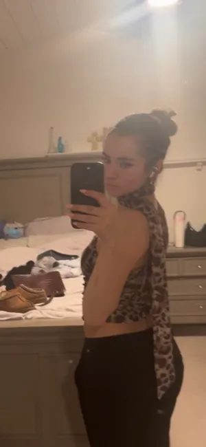 Leopard asymmetrical scarf top Tan thumbnail 2