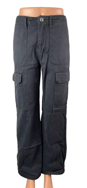 Zara Women's Black High Waisted Wide Leg Utility Cargo Trousers Pants Size 4 thumbnail 1