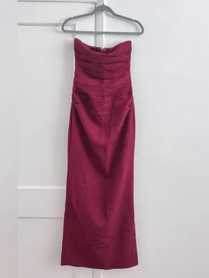 Babyboo PANDRA MAXI DRESS SPARKLE Strapless Ruched Midi dress in wine, S thumbnail 3
