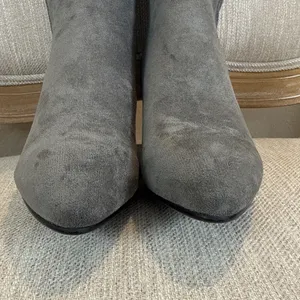 Grey faux Suede Over the Knee Boots Block Heel OTK Charcoal Long Tall Boots 9 thumbnail 3