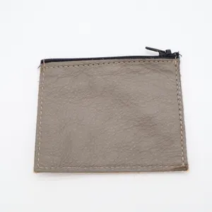 Womens Coin Pouch Slate Gray Grain Leather Textured Basket Weave Card Holder thumbnail 4