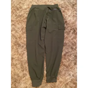 Olive Green Women's Cargo Joggers Cuffed Lightweight Athleisure thumbnail 2